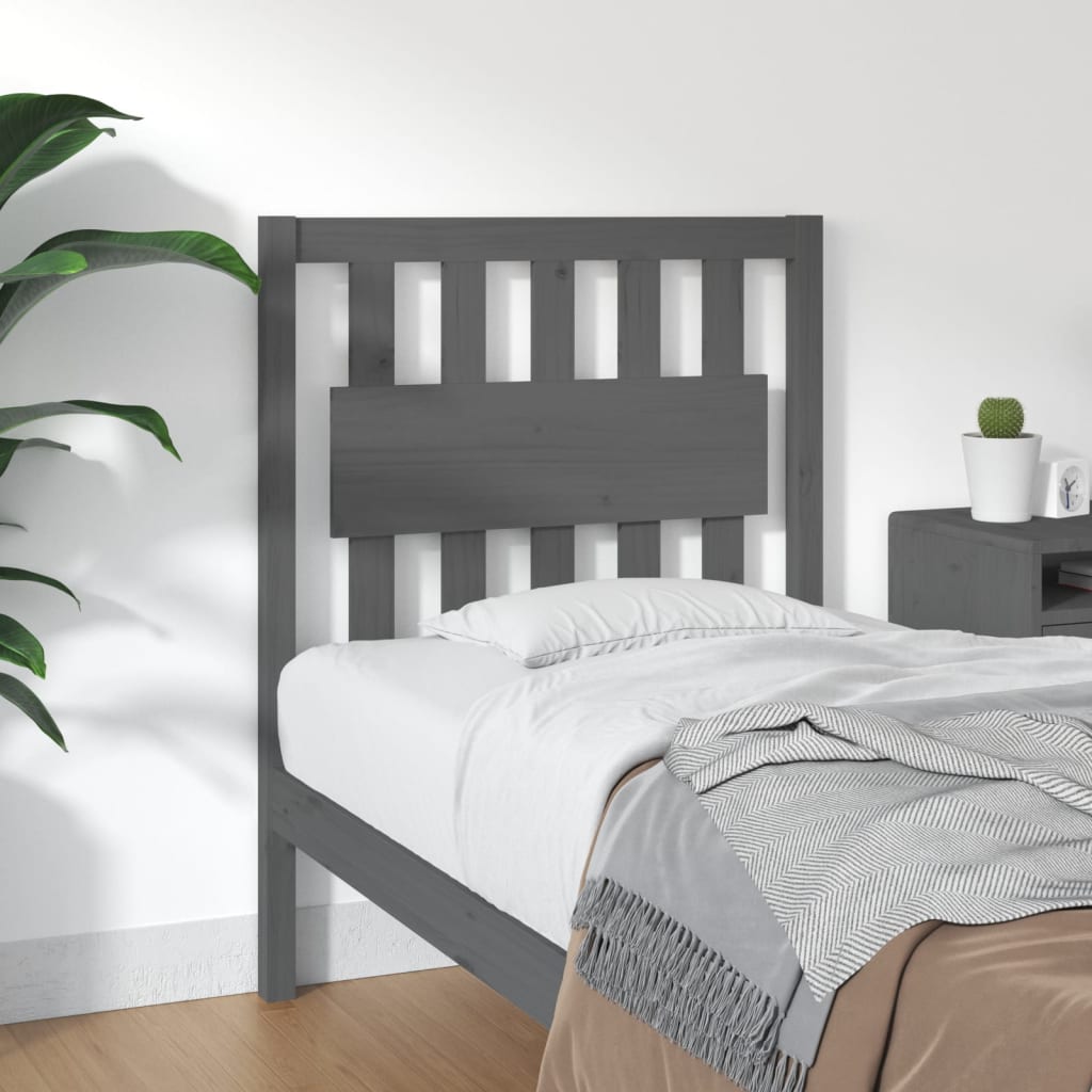 Headboard Gray 80.5x4x100 cm Solid Pine Wood