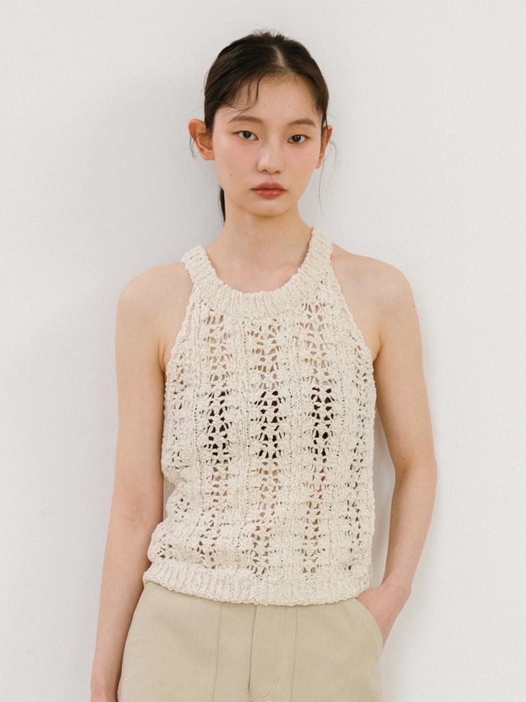 TINKNIT Slub Cotton Halter Knit_Beige