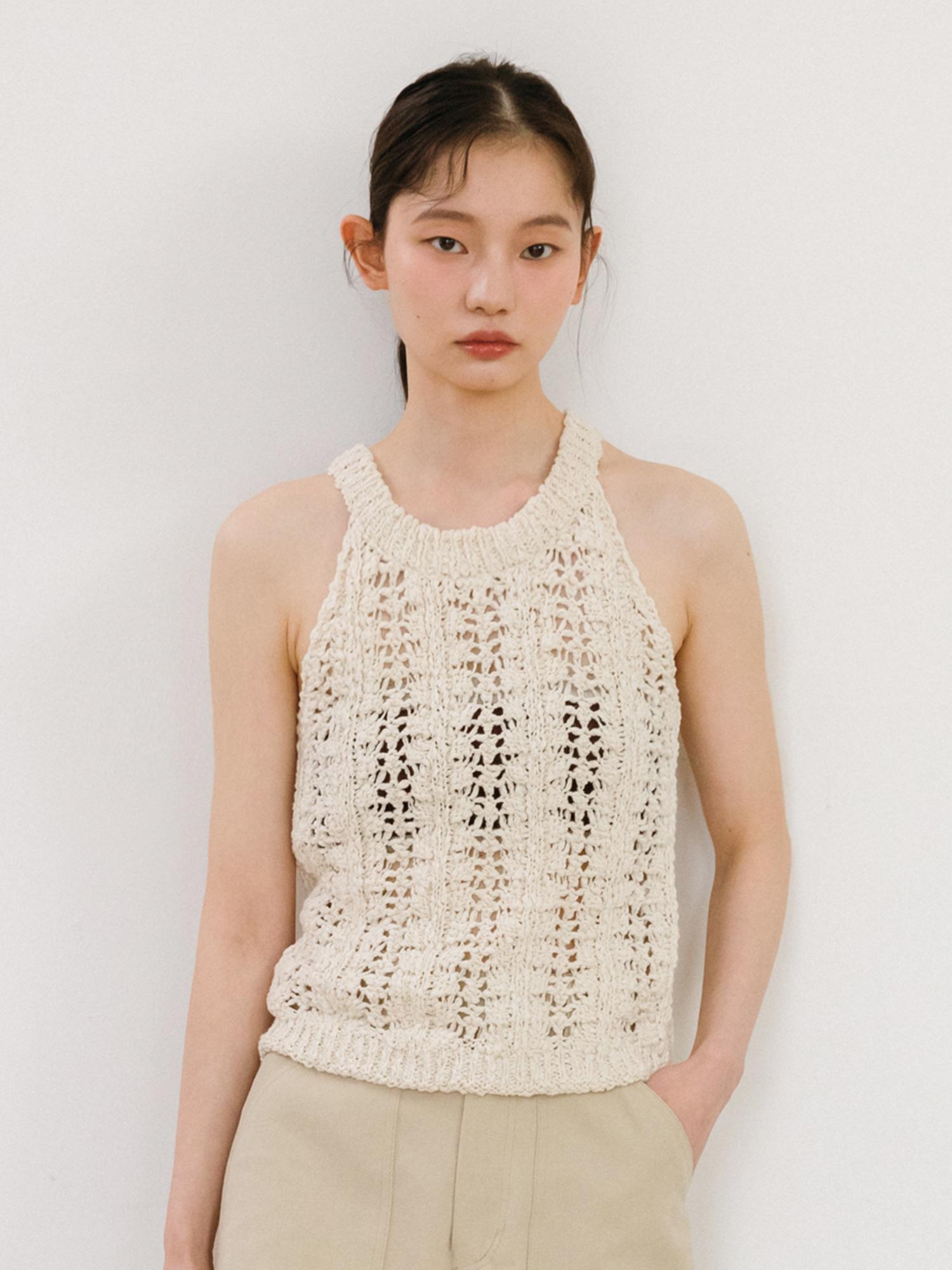 Tinnit Slub Cotton Halter Knit_Beige Beige
