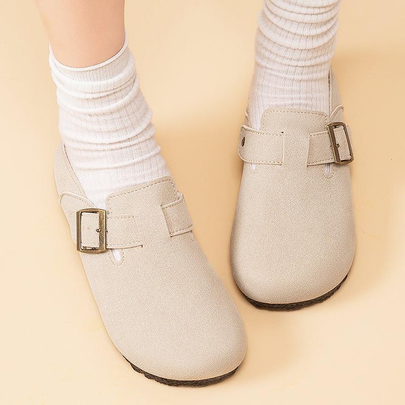 Spring retro casual lazy shoes bag head half slippers women's flat slippers women