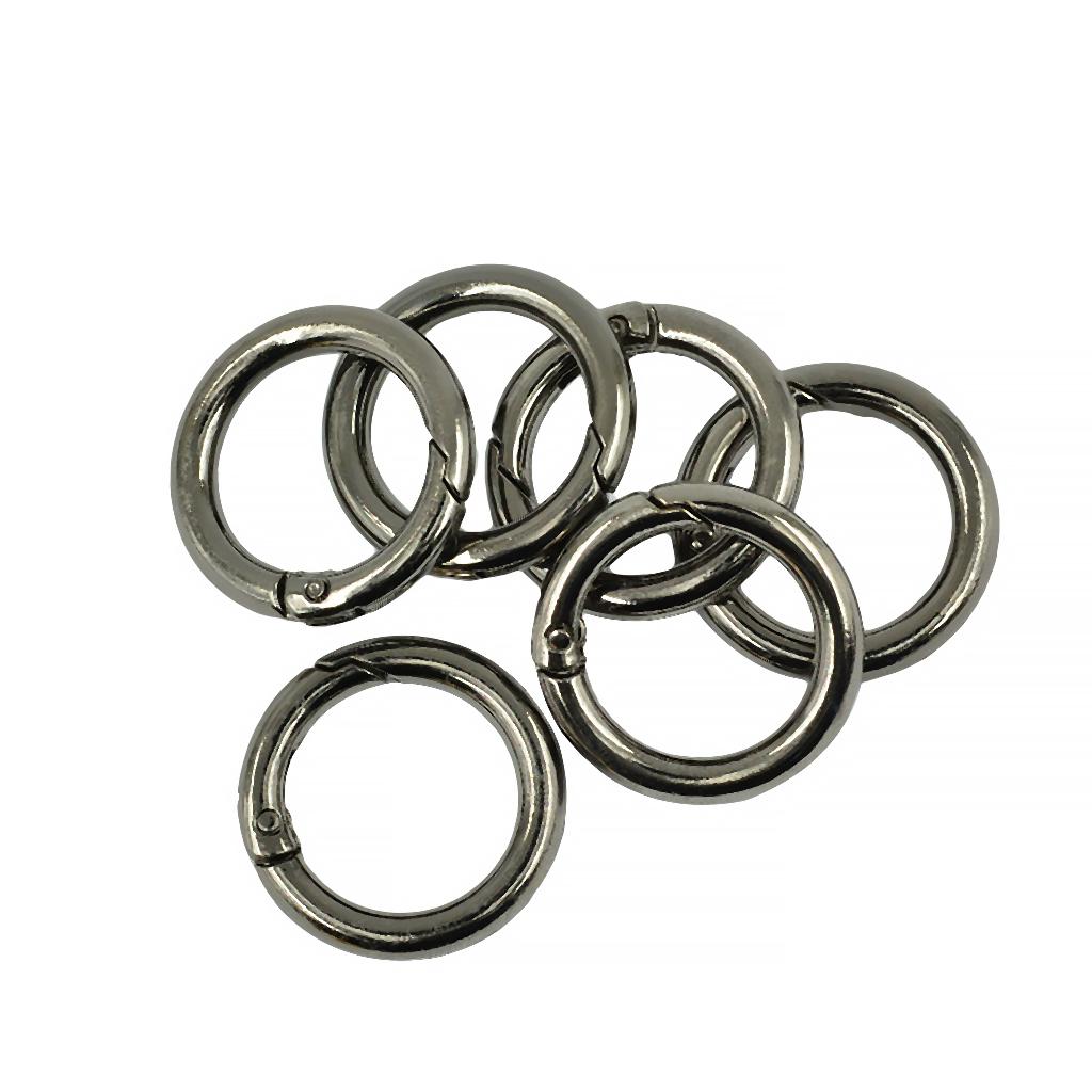 6Pcs 28mm Round Circle Carabiner Spring Snap Clip Hook Keychain