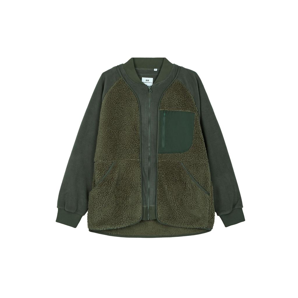 Uniqlo X White Mountaineering Fleece Loose Casual Long Sleeve Jacket Unisex Jacket Dark-Olive 442882-57