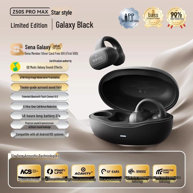 Sanag Z50 ProMax Bluetooth Air Conduction Sport Clip-on Wireless Earbuds