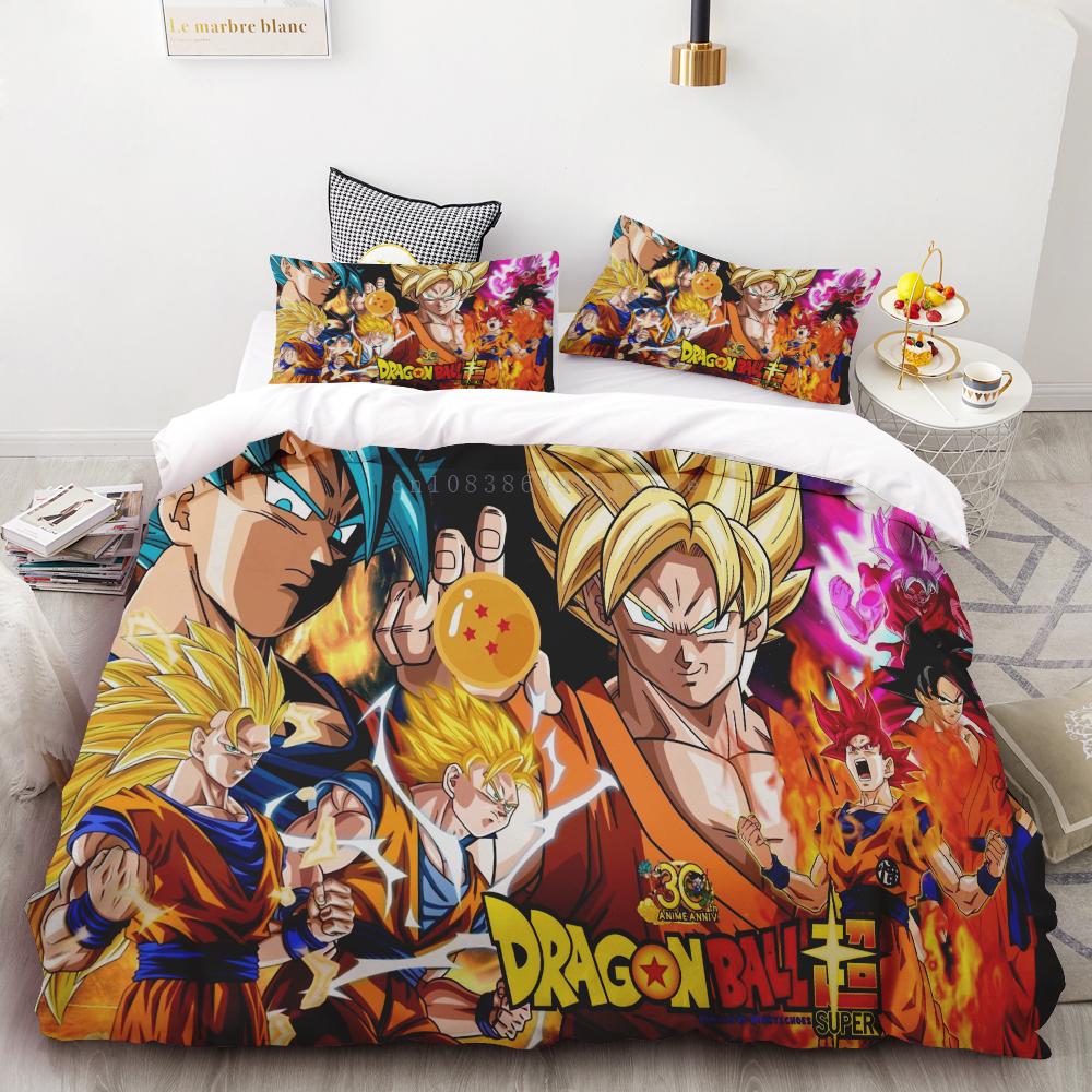 Paplanhuzat Új Dragon Ball Paplanhuzat Szett Szuper Saiyan Ágynemű Szett Anime Rajzfilm Ágy Hálószoba Otthon Gyerekek Gyerekek Fiúk Ajándékok