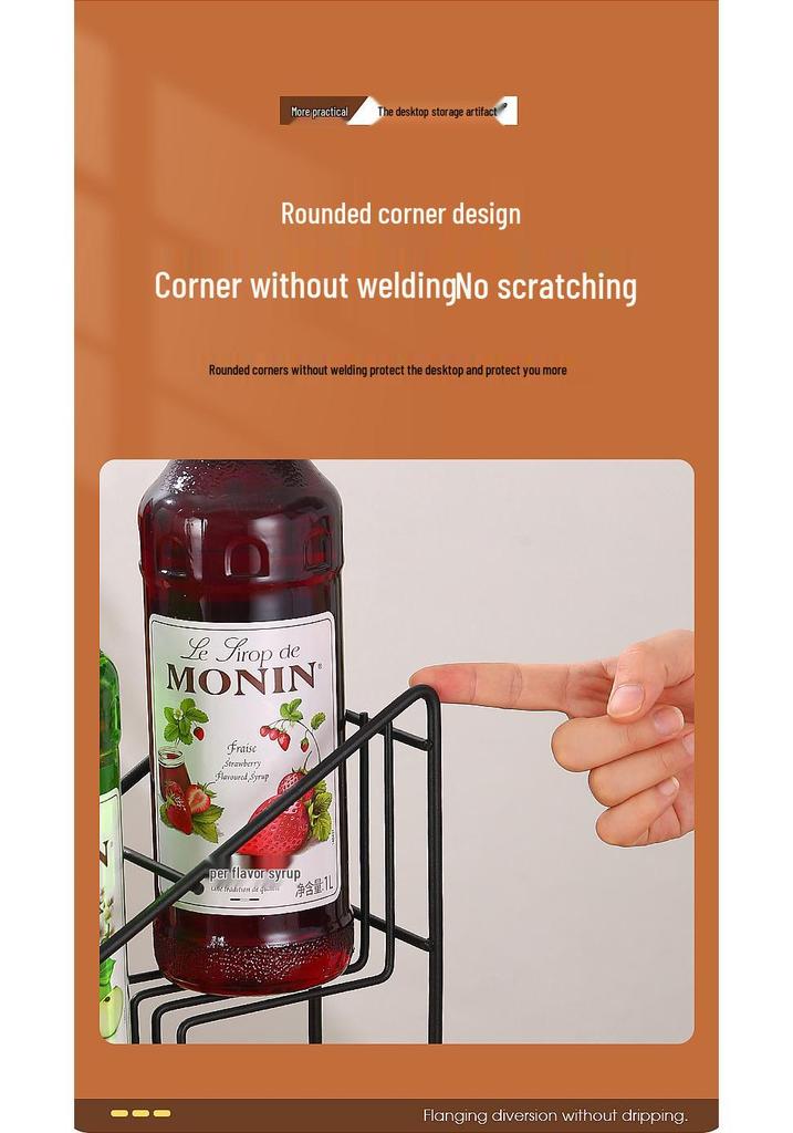 Morin Wrought Iron Four-Tier Syrup and Sauce Bottle Display Rack