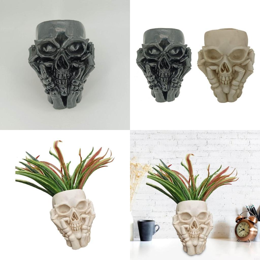 Resin Flower Succulents Pots Planters Skull Head Flowerpots Skull Planters Pots X3UC