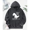 You If Youre Know Happy It Dinosaur Print Washed Hoodies Loose Streetwear Allmatch Cotton Hoody Autumn Women Pullover