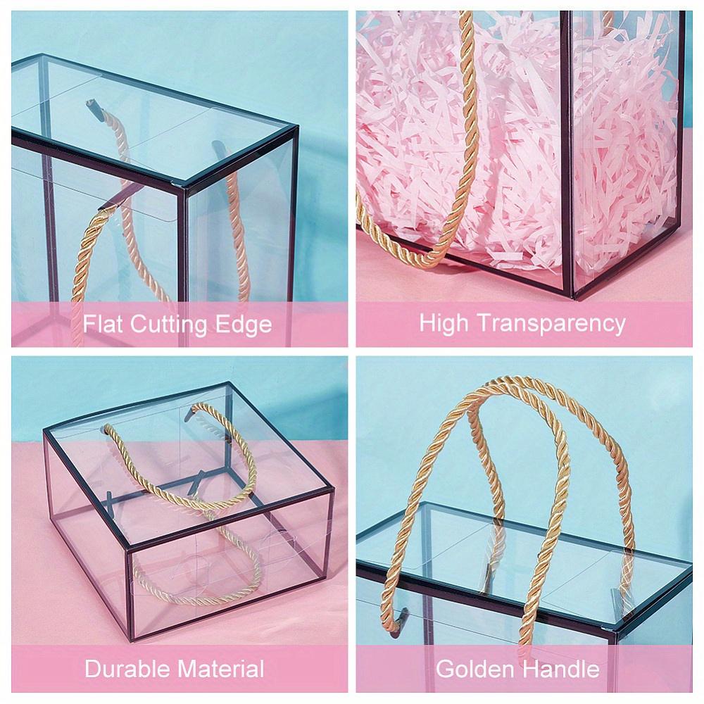 6pcs Clear PVC Plastic Gift Box with Polyester Cord Rectangle Transparent Gift Box with Black Edge