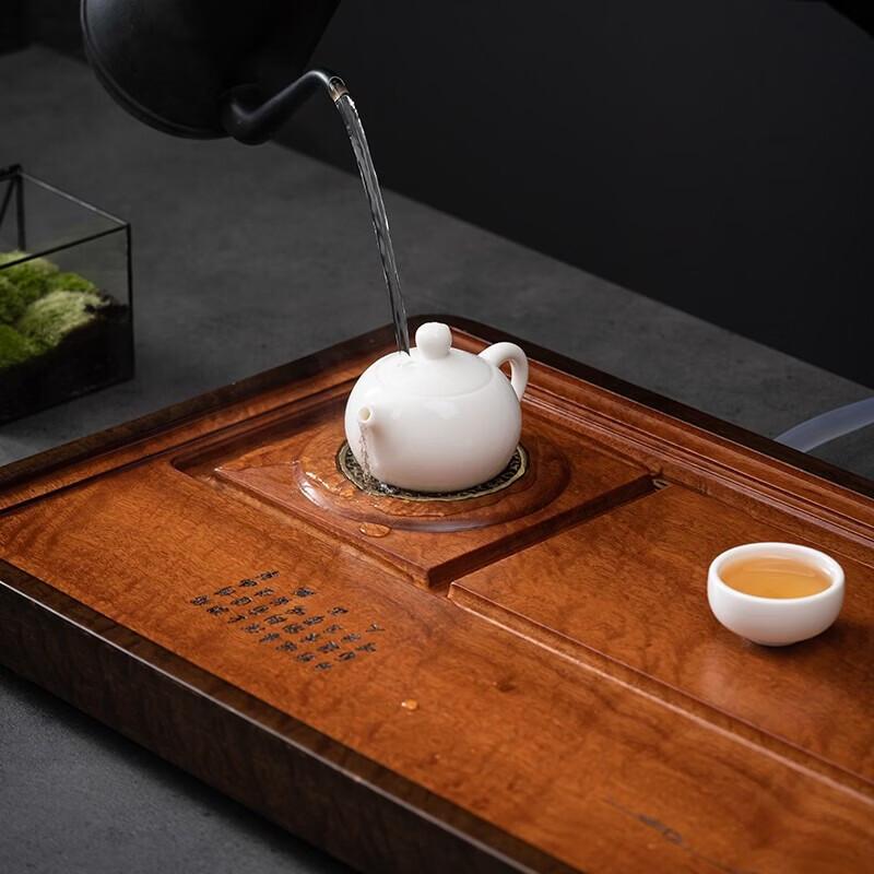 Rosewood Ceramic Tea Tray with Drainage