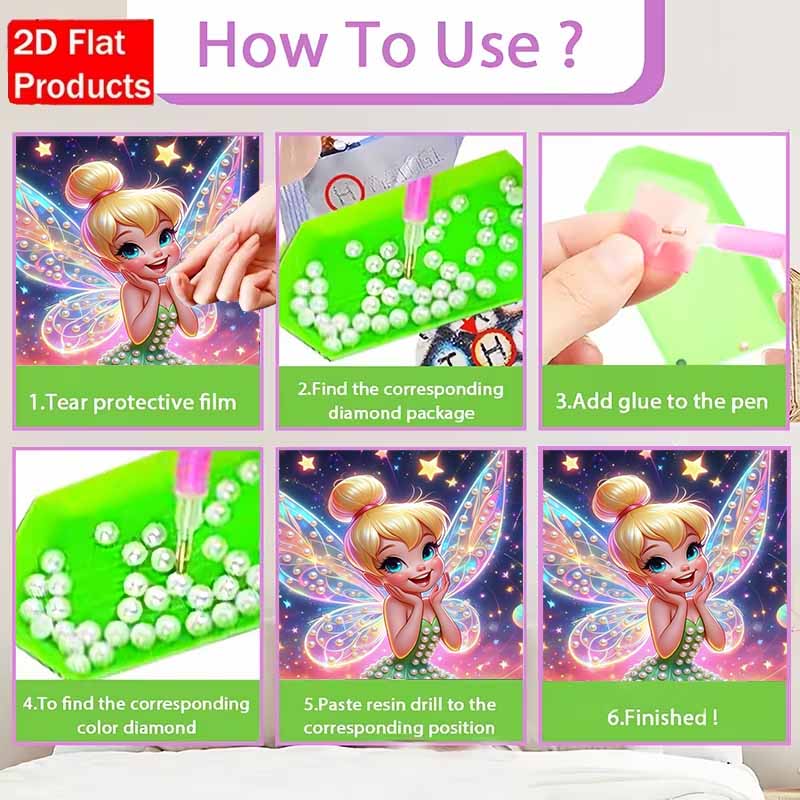 Disney Pearl Painting Set Tinker Bell with Pearls In The StarrySky Exquisite and Sparkling Artwork Perfect for Home Wall Decoration and Handmade Gifts