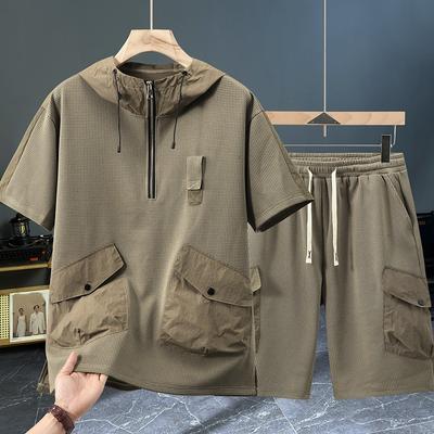 Ensemble athlétique d'été surdimensionné coupe décontractée pour homme T-shirt à manches courtes + Short Ensemble deux pièces décontracté
