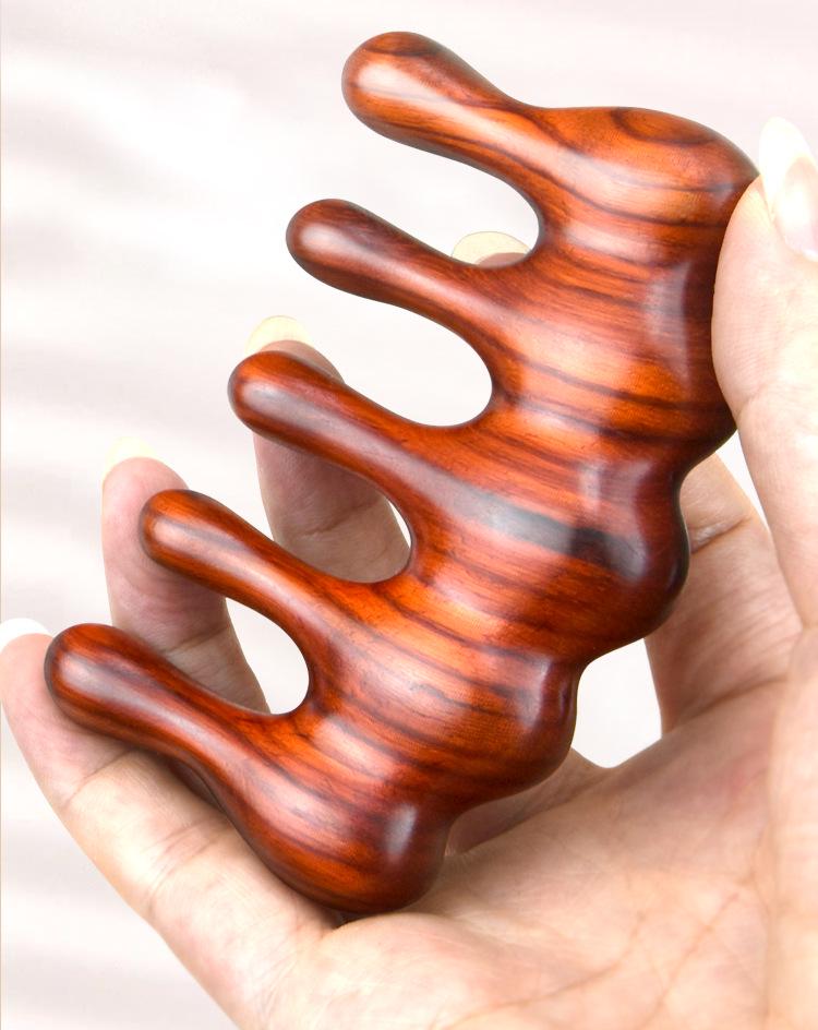 Rosewood & Green Sandalwood Massage Comb: Wide Teeth for Eye, Shoulder, Neck, and Face Lifting.