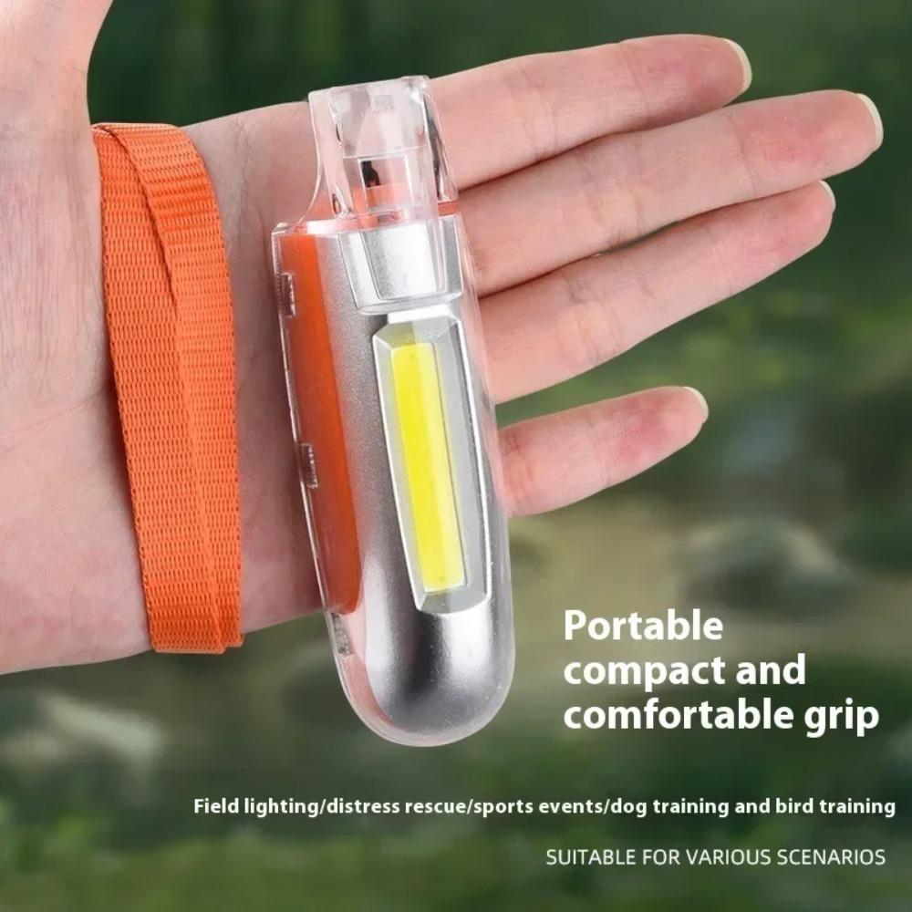 Security Whistle LED Flashlight USB Rechargeable Portable Flashlight with 3 Modes COB Whistle Torch Outdoor Safety Warning Light