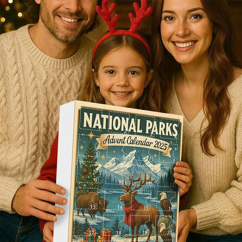Nationalparks Adventskalender 2025, Mit 24 ikonischen Landschaftsornamenten von Nationalparks, 24-Tage Weihnachts-Countdown-Kalender
