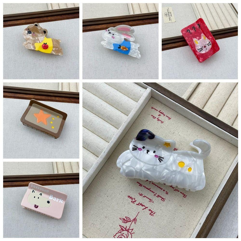 Headwear Cartoon Animal Hair Clip Puppy Geometry Shark Clip Funny Bear Acetate Hair Claw  Female