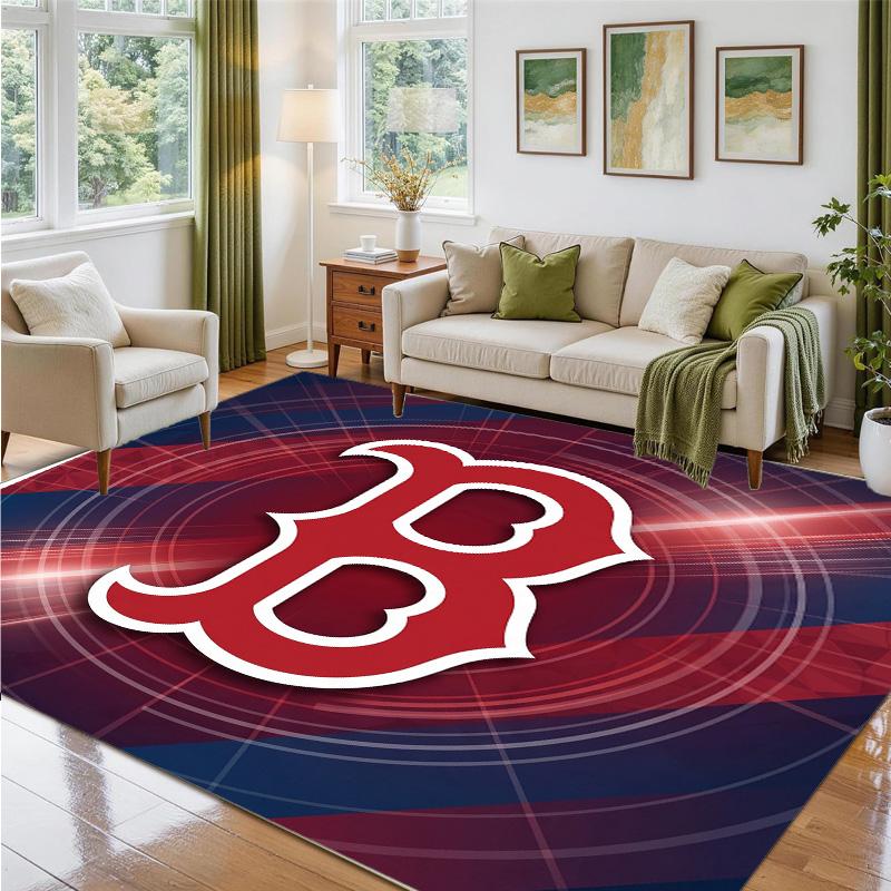 Boston Red Sox Design Crystal Velvet Rug Soft Decorative Mat for Bedroom Entrance