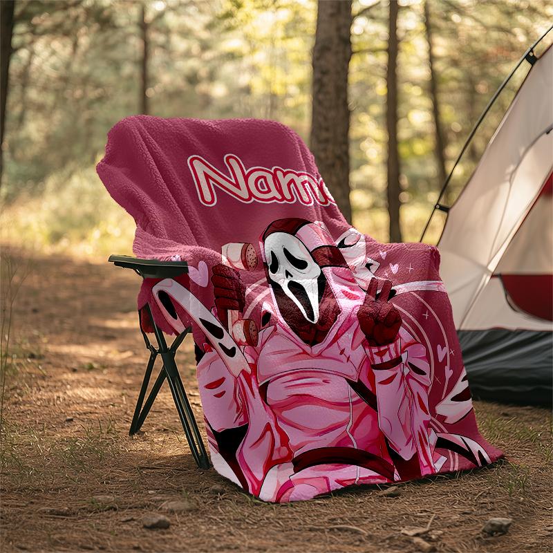 Personalized Custom Name Blanket - Ghostface Print Design,Blanket for Sofa,Bed,Travel,Camping - Soft and Warm, Great Gift