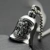 Stainless Steel Viking Motorcycle Pendant Gothic Punk Biker Jewelry for Men with Exorcism Bell