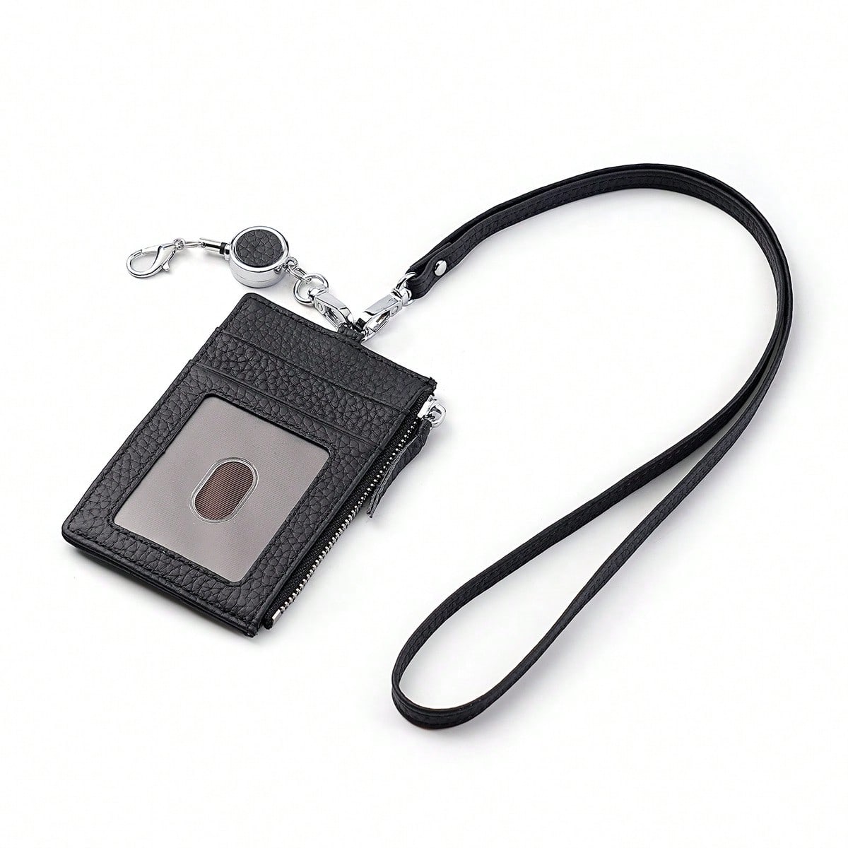 Nieuwe Nek Borst Kaart, ID Kaart Tasje, Lanyard Kaart Tasje, Kaarthouder (Black,A) zwart