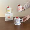 Hochwertige handbemalte Kirschkuchen-Tasse Keramiktasse Trinkwasserbecher Praktisches Geburtstagsgeschenk für Mädchen