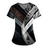 Plus Size Printed Scrub Working Uniform Tops For Women's V-Neck Print Short Sleeve Fun T-Shirts Workwear Tee With Pockets