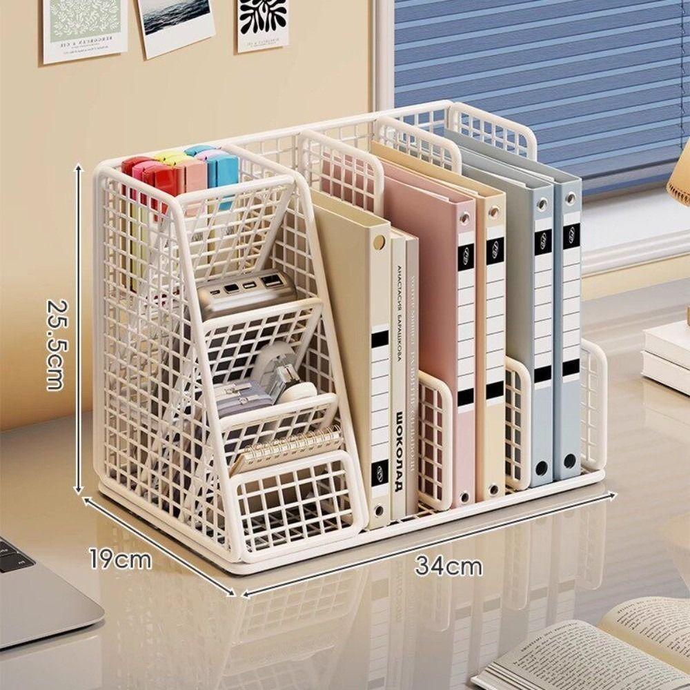 Multipurpose Desktop Book Rack Iron Mesh Standing File Rack Sturdy Document Storage Rack Home
