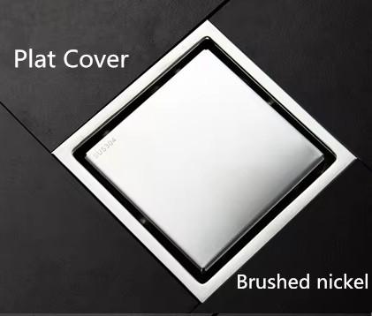 304 Stainless Steel 6  Square Floor Drain Invisible Flat Cover with Tile Insert Grate (as the picture,Stainless Steel)