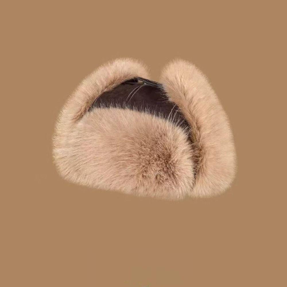 Windproof Warm Ski Hat Beanie Caps Plush Hat Soft Winter Pilot Hat Winter