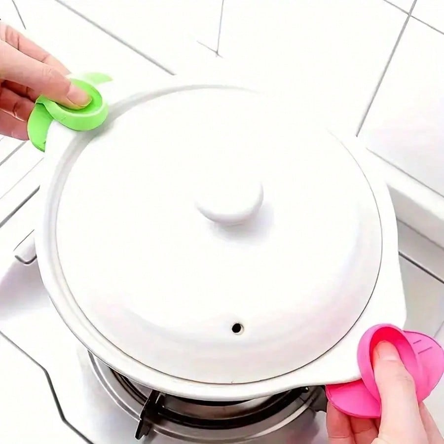 2pcs Silicone Heat-Resistant Finger Pot Cover, Thickened Anti Volume Kitchen Grip,Microwave Safe Oven Gloves, Non Electrically Insulated Cooking Tools