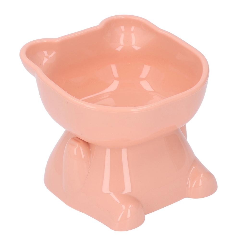 Raised Pet Bowl Prevent Tipping Cartoon Shape Plastic Elevated Cat Bowl for Water Food Pink