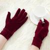 Party Winter Autumn Solid Warm Women Full Finger Mittens Gold Velvet Gloves Driving Gloves Elastic