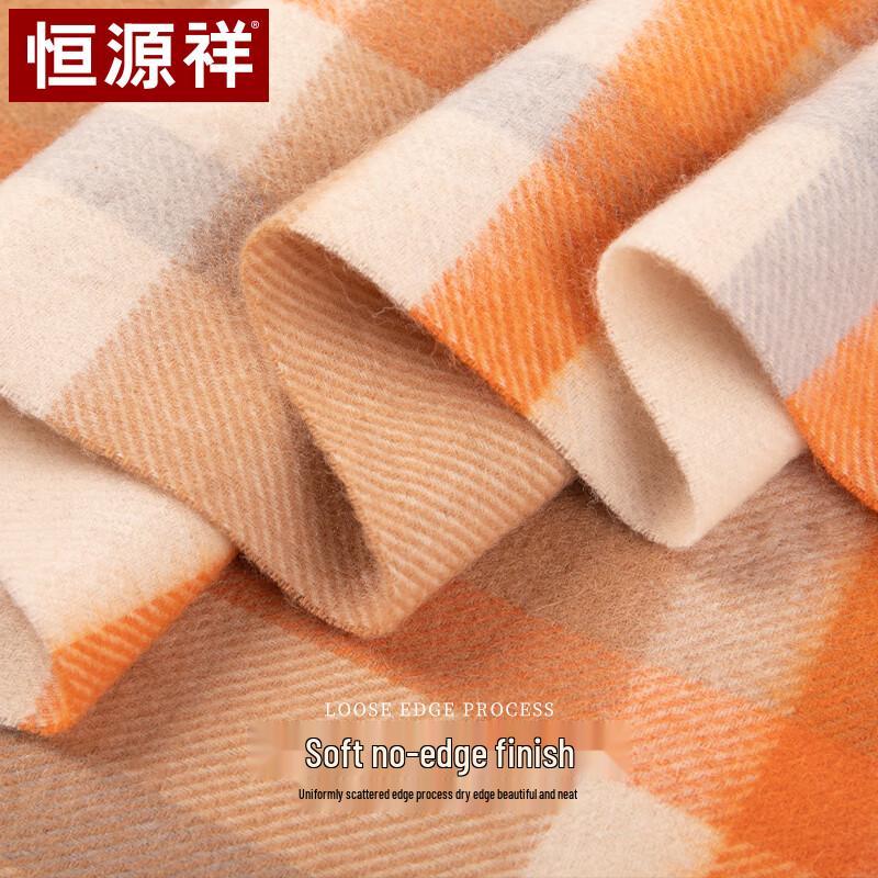 Hengyuanxiang Women's Pure Wool Plaid Scarf Shawl