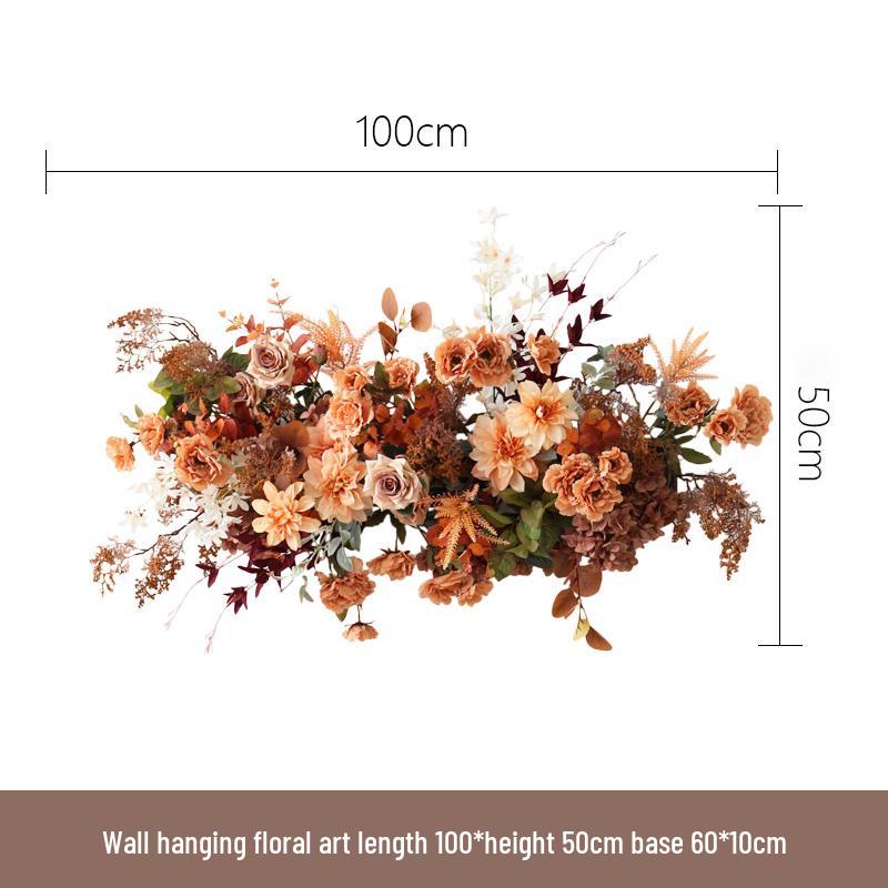 Retro Brown Floral Silk Flower Wall Hanging for Weddings and Events