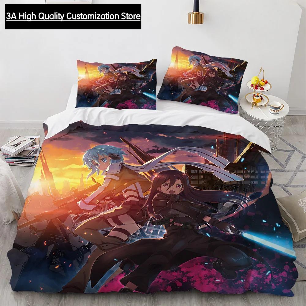 Sword Art Online Bedding Set Anime Duvet Covers King Queen Double Twin Size Adults Boys Bed Linens Single Double Size Decor Home