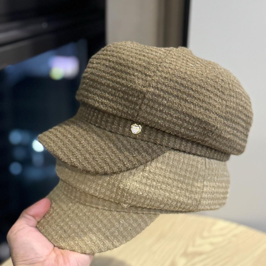 Korean Style Duck Beret Autumn and Winter Women's New All Match Face Small Octagonal Hat Japanese Style Big Head Painter's Hat