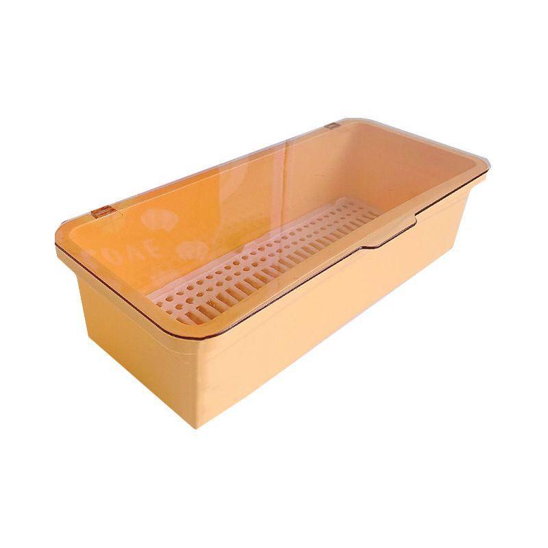 

Ins Portable Makeup Brush Storage Box With Lid Dustproof Perfect For Organizing Beauty Tools жовтий