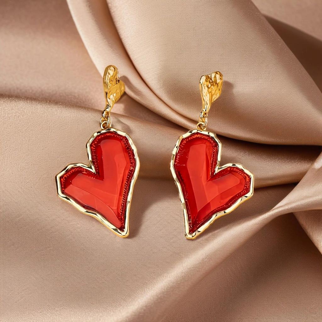 Süße Rote Samt Schleife Lange Quasten Ohrringe für Damen Exquisite Glänzende Zirkonia Herz Ohrringe Hochzeitsfeier Schmuck Geschenke