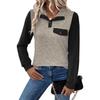 Women's Autumn 2026 Color Block Stand Collar Hoodie - European & American Trend