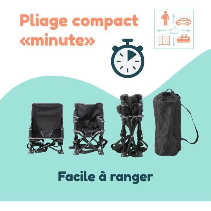 Rehausseur de chaise - BAMBISOL - 6/35 mois - Evolutif en chaise enfant 3/5 ans - Pliable - Noir