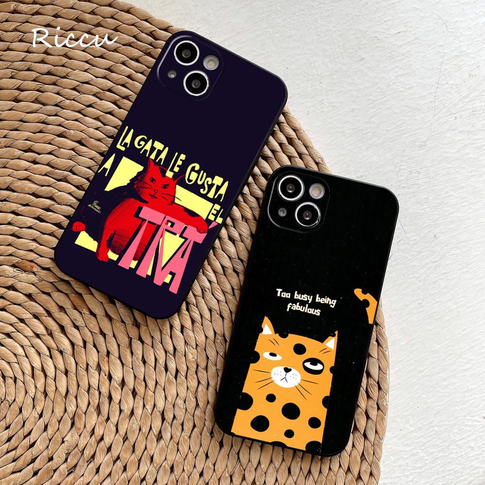 New Beckoning Tiger Phone Case 14 11 12 Pro 8 7 14 Plus 2020 X Pro 14 MAX 13 MINI XR XS Soft Cartoon Sleeping Cat Phone Covers