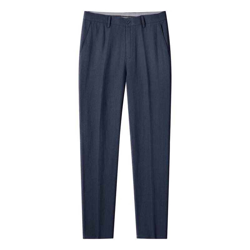 Zhuangji Men's 100% Linen Casual Straight-Leg Trousers