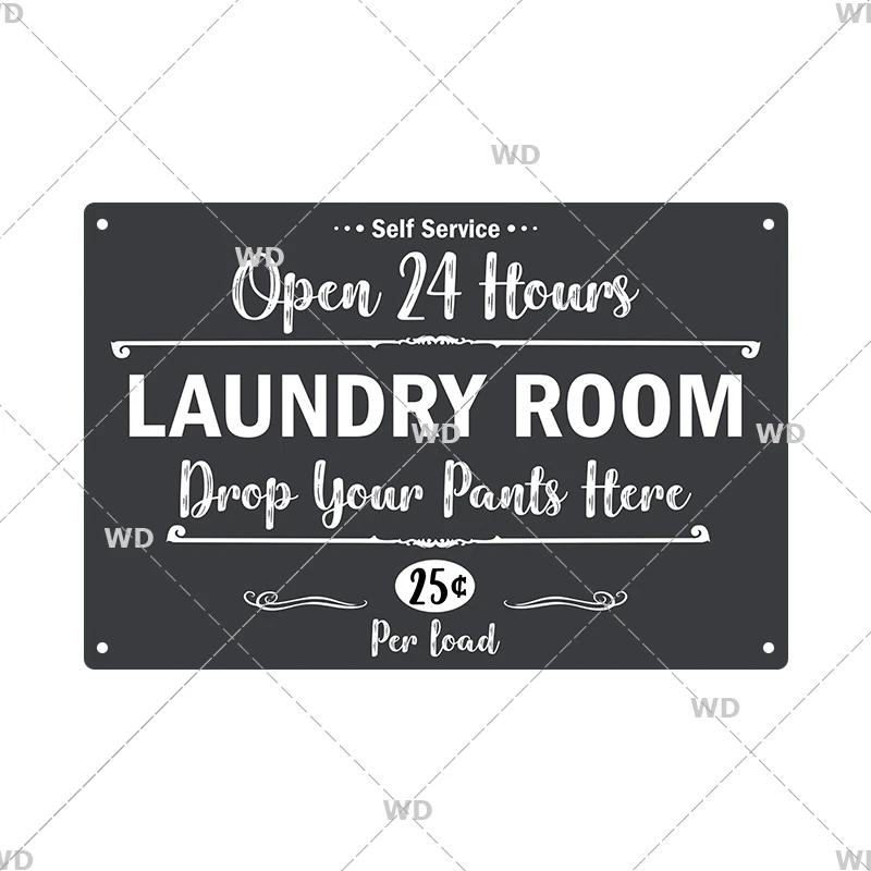 Laundry Vintage Tin Sign Funny Metal Plaque Pin Up Girl Retro Plate Wall Art Painting for Home Room Washroom Posters Decor