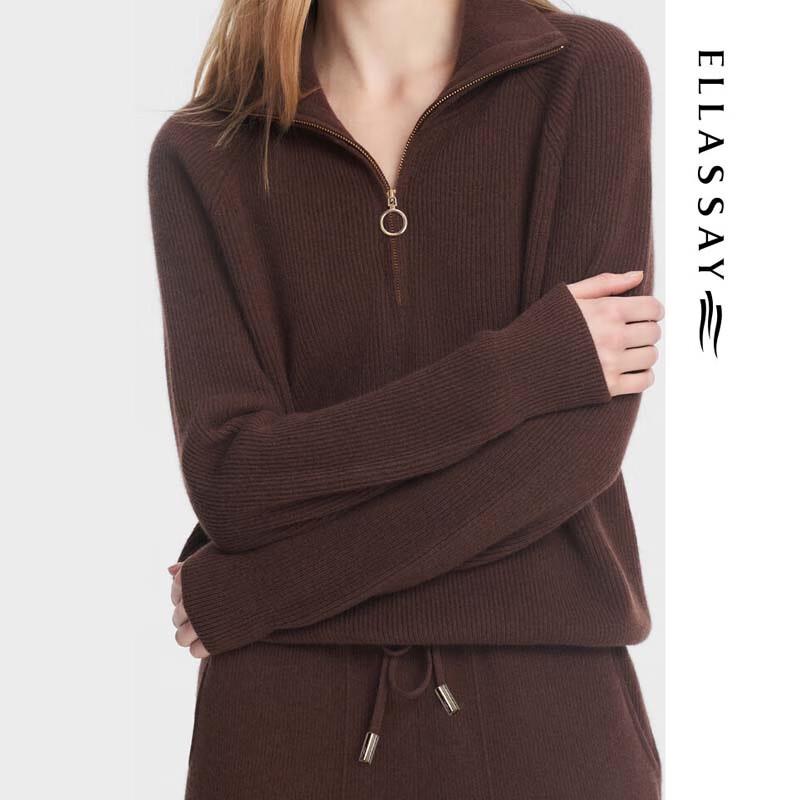 ELLASSAY Women's Elegant Retro Lapel Knit Sweater