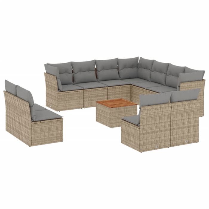 VidaXL Garden Lounge Set with Cushions 12 Pcs Beige Braided Resin 3223707