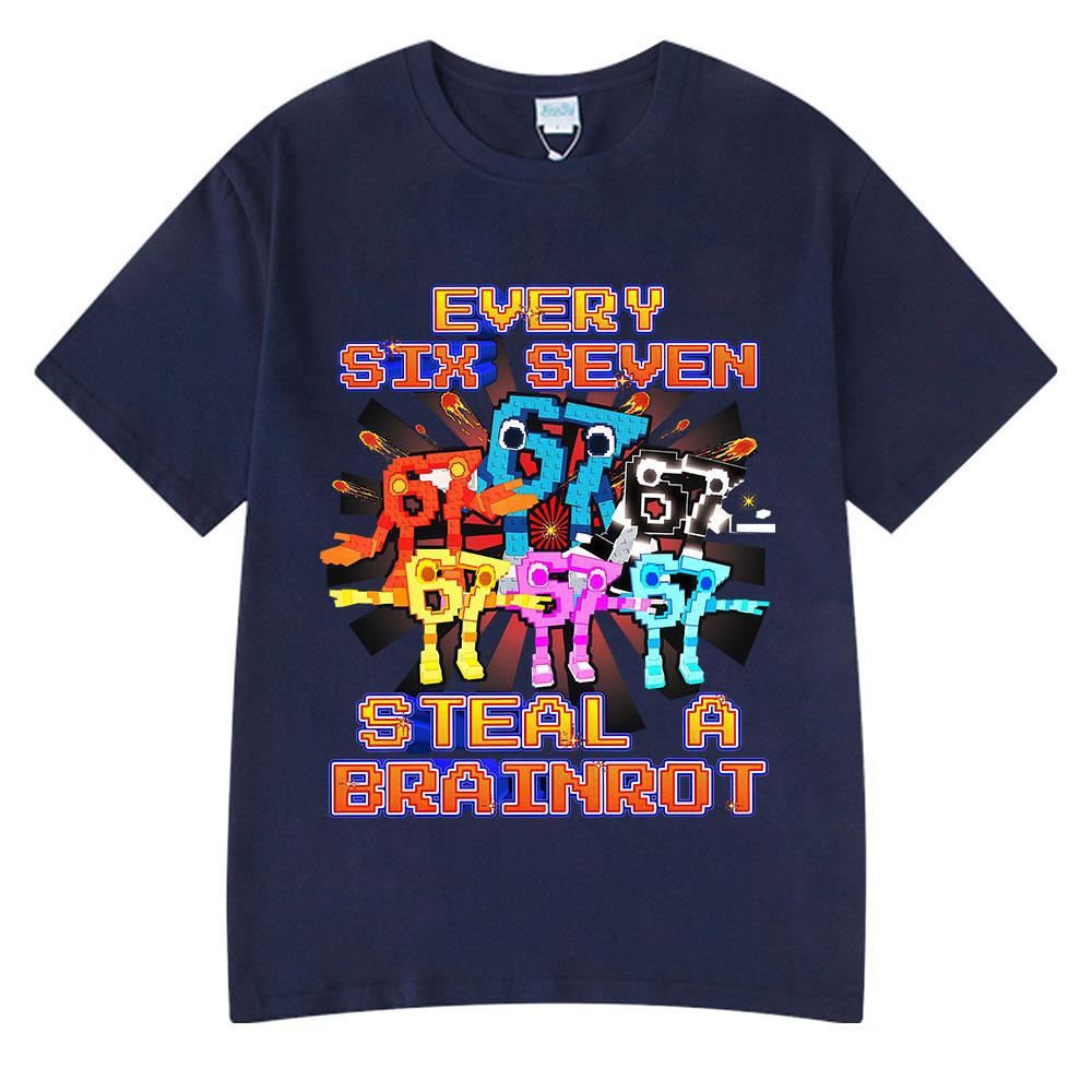 Every 67 Six Seven Steal A Brainrot Meme T Shirts Unisexs Women Clothing Fashion Cotton Casual Short Sleeve Tshirts Streetwear