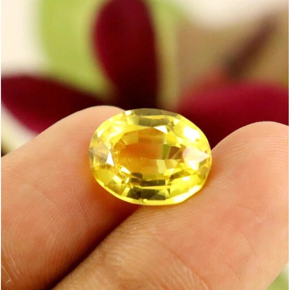 6 + CT Natural Ceylon Yellow Sapphire Oval Cut Loose Gemstone