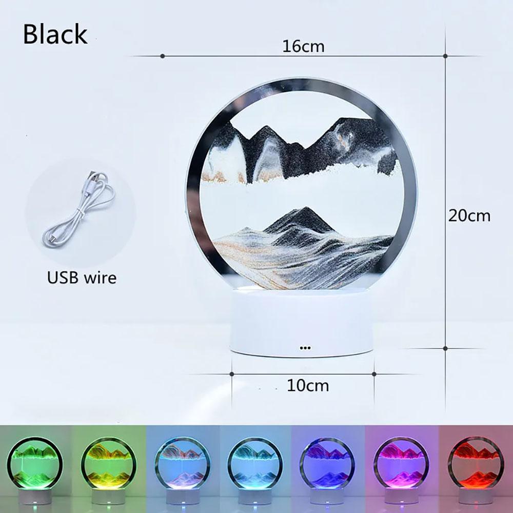 3D Treibsandlampe Atmosphärenlicht Ornament Kreatives Geschenk Sanduhr USB Nachtlampe Tischlampe Büro Firma Schlafzimmer Dekoration