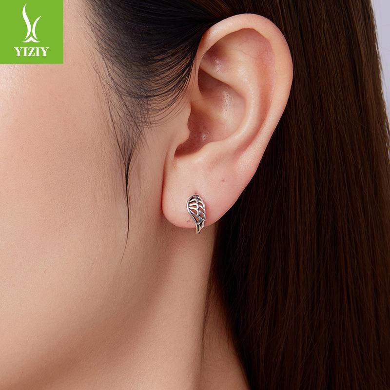 Vintage S925 Sterling Silver Wing Earrings, Personalized Trend Wing Sterling Silver Earrings Earrings