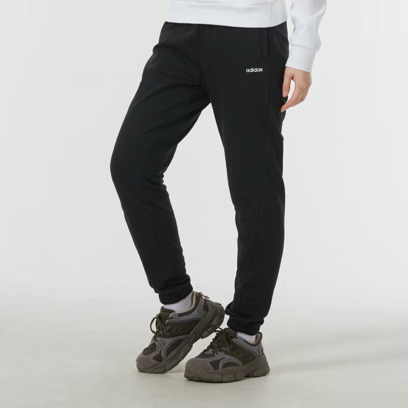 Adidas Solid Color Logo Running Training Fitness Breathable Knitted Sports Pants Women Pants Black JE3575