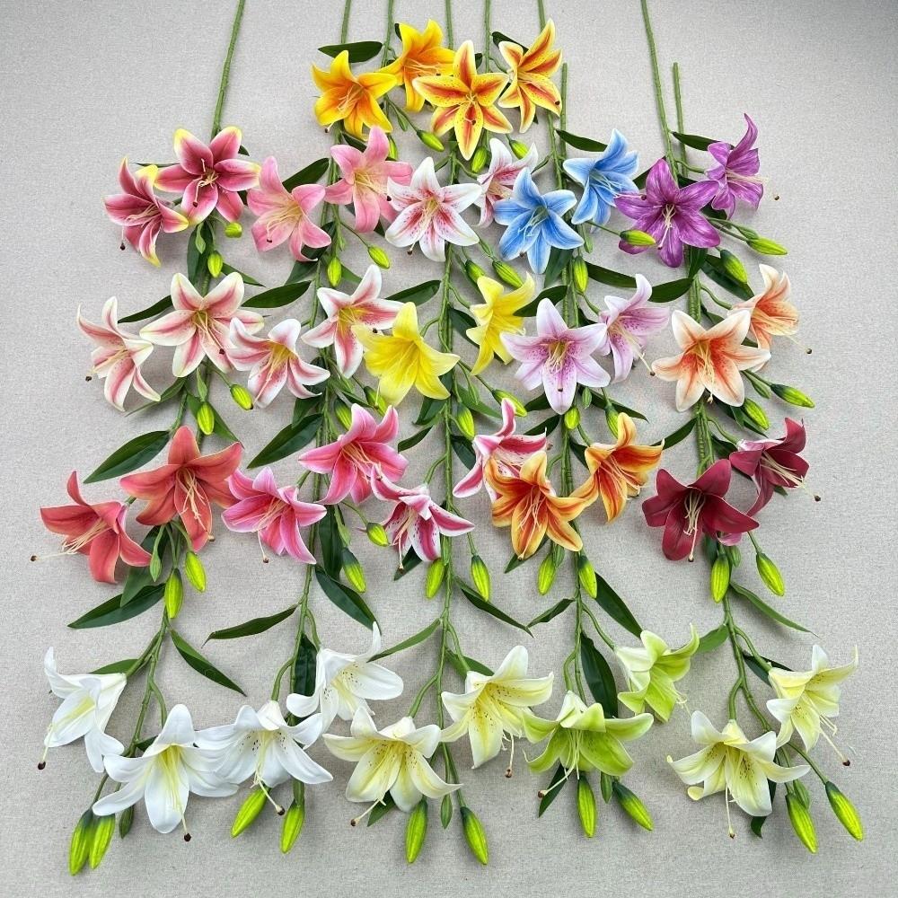 3D Printing Fake Lily Bouquet 2 Heads Wedding Bridal Bouquet for Home Wedding Decor